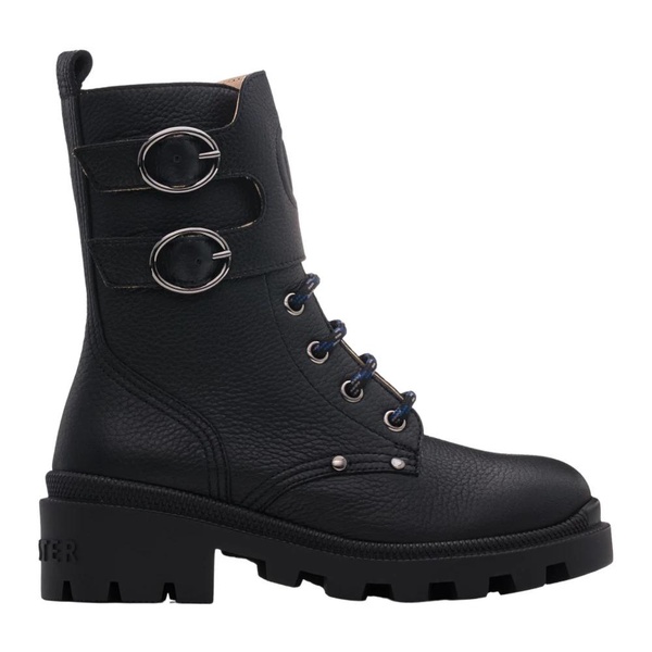 Black Leather Kids Ankle Boots