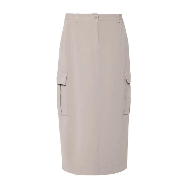 Dove Grey Midi Skirt with Pockets