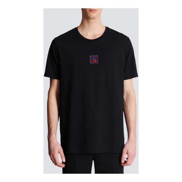 Black T-shirt With Front Logo Embroidery In Organic Cotton Man