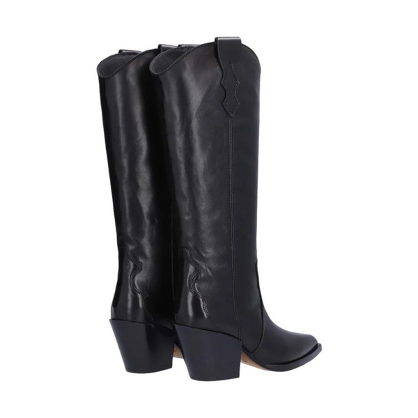 Women Black Leather Cowboy Boot