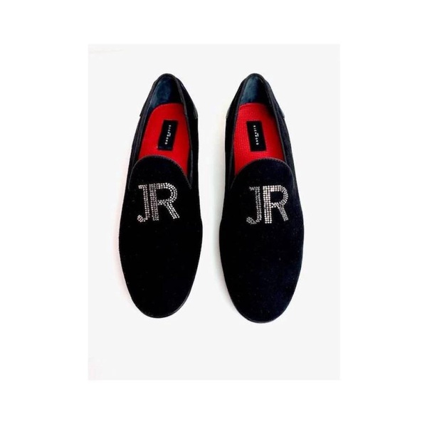 Black Leather Moccasins with Logo Detail