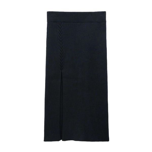 Black Ribbed Knit Skirt