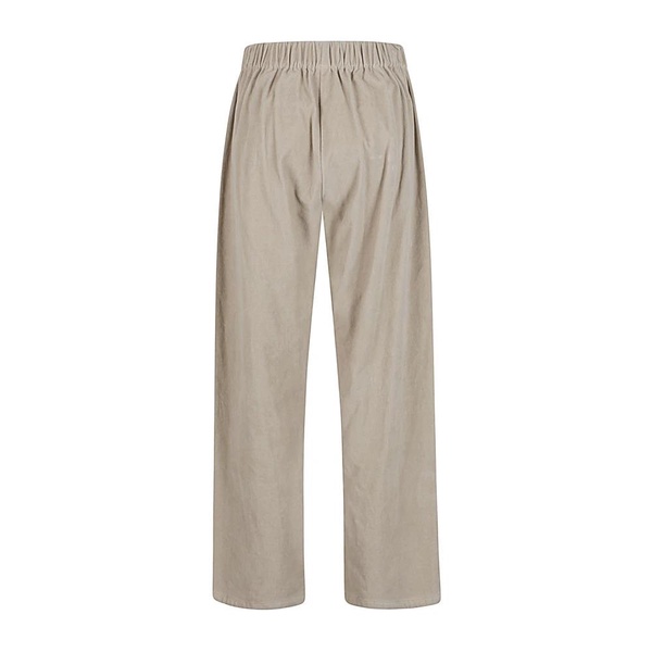 Beige Straight Leg Drawstring Trousers