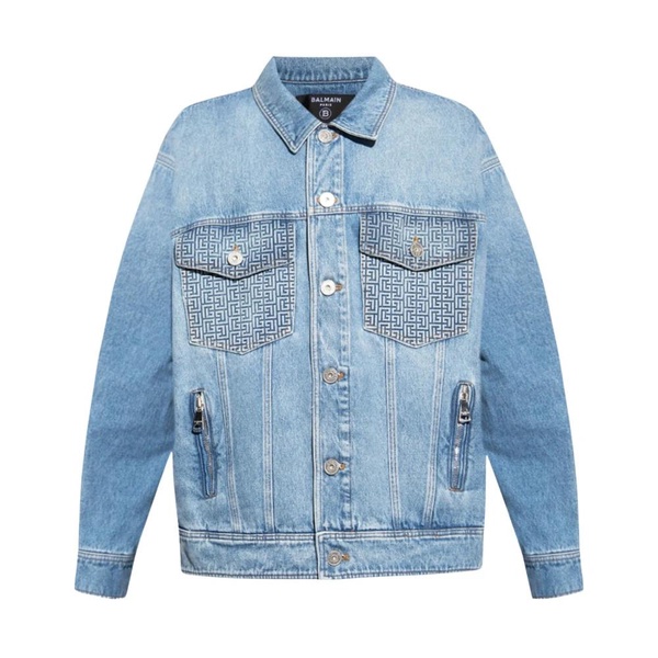 Balmain Distressed Rear Logo Printed Jacket