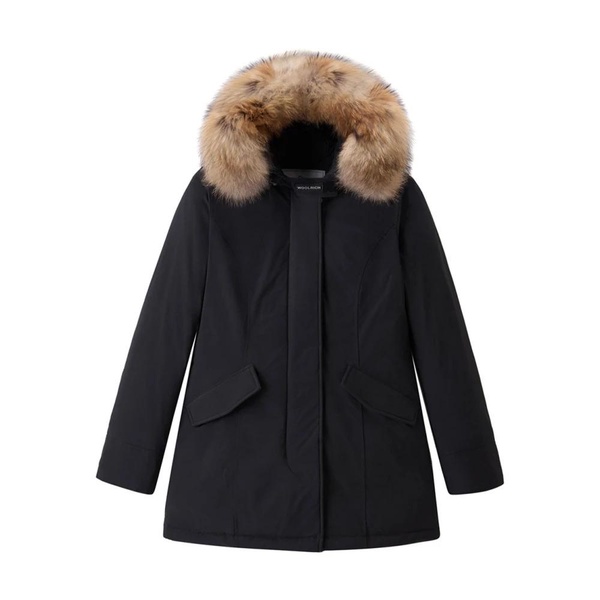 Black Synthetic Parka Coat