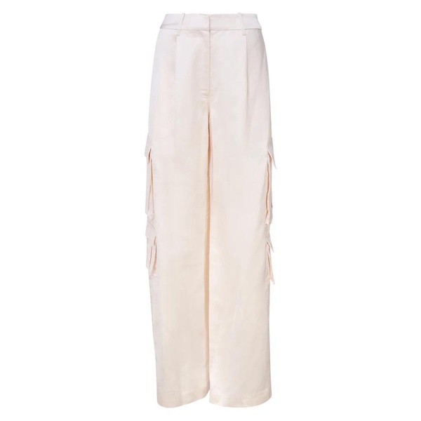 Satin Cargo Trousers Cream Linen