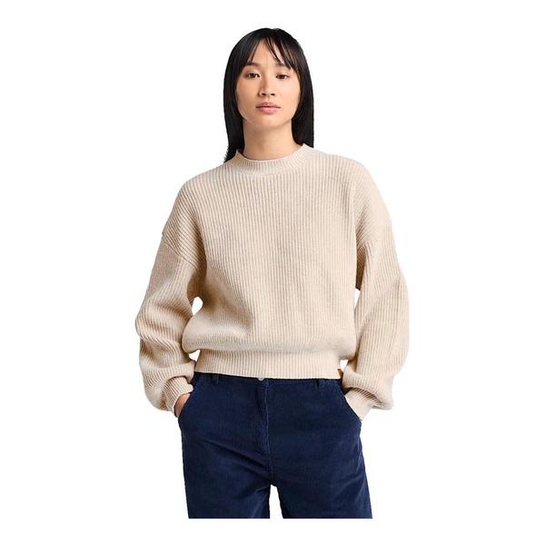 Beige Wool Blend Crew Neck Sweater