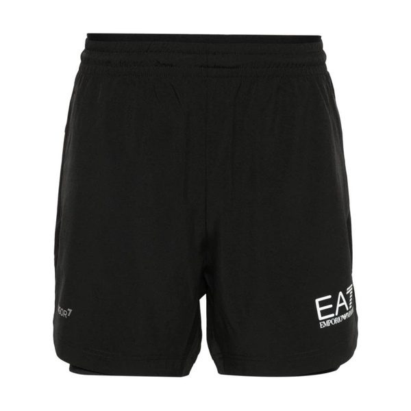 Black Logo Print Jersey Shorts