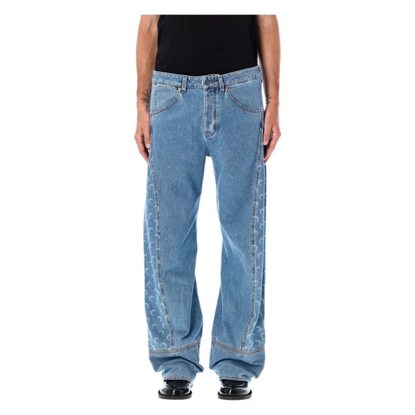 Light Blue Moon Laser Curved Jeans