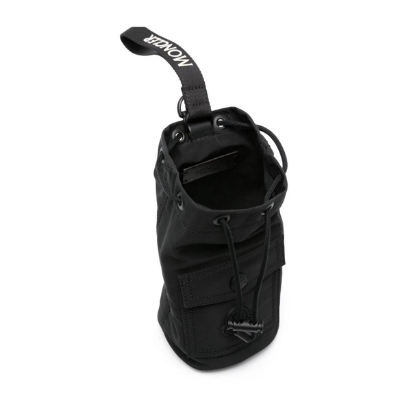 Black Nylon Bucket Bag with Leather Trim