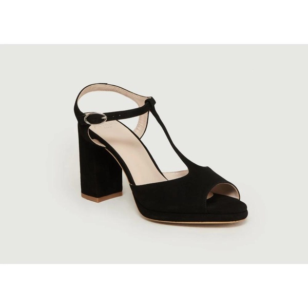 Black Leather T-Bar Sandals