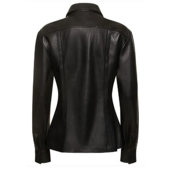 Black Glossy Nappa Shirt Long Sleeves