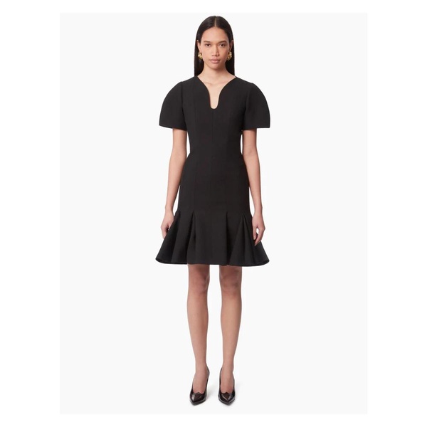 Black Wool Peplum Dress