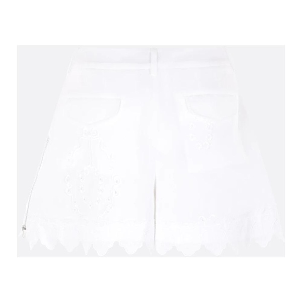 Embroidered Cotton Shorts with Scalloped Hem