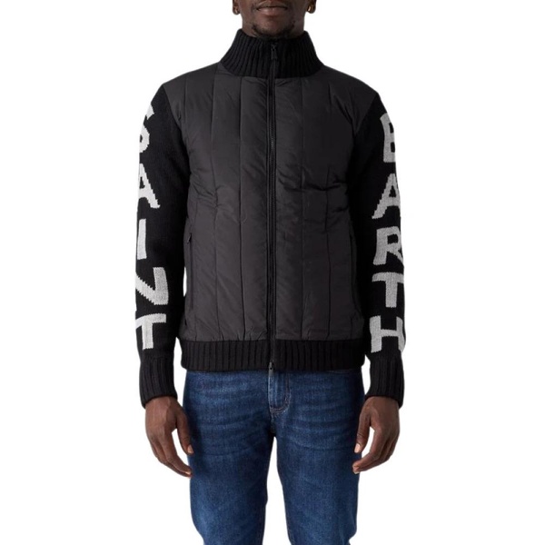 Padded Jacket with Knit Sleeves and Back