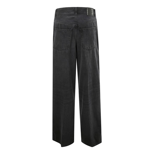 Wide Leg Cotton Jeans with Zip Closure