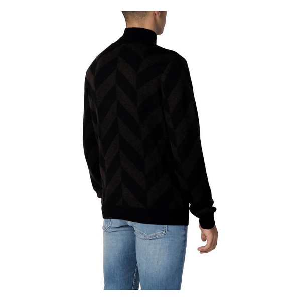 Geometric Knit Jumper Black Brown