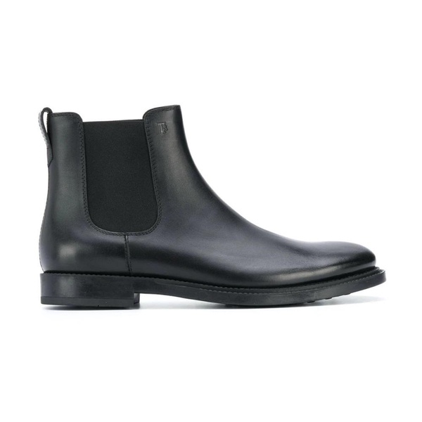 Black Ankle Boots with Round Toe and Elastic Inserts