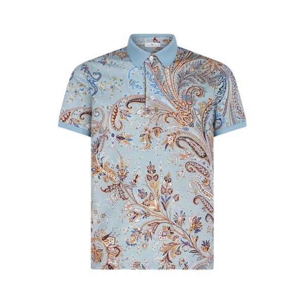 paisley-print cotton polo shirt