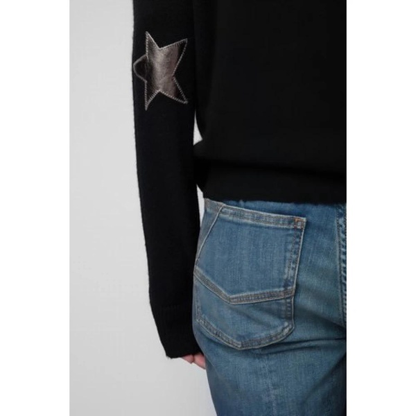 Black Cashmere Star Patch Sweater