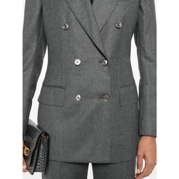 Grey Wool Jacket Peak Lapels