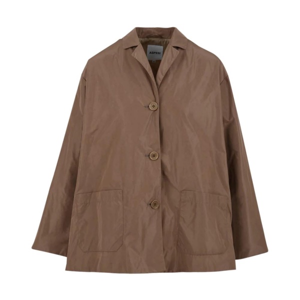 Camel Jackets with Low Shoulder and Revers Collar