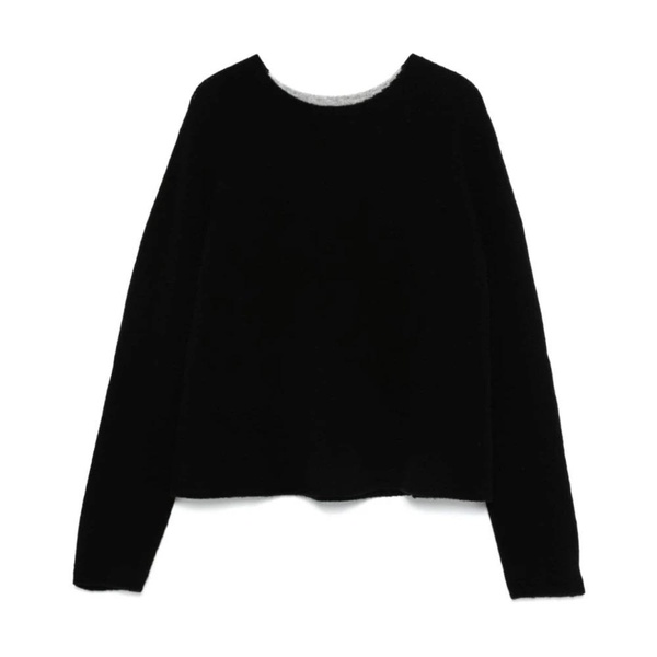 Black Knitted Crew Neck Sweater