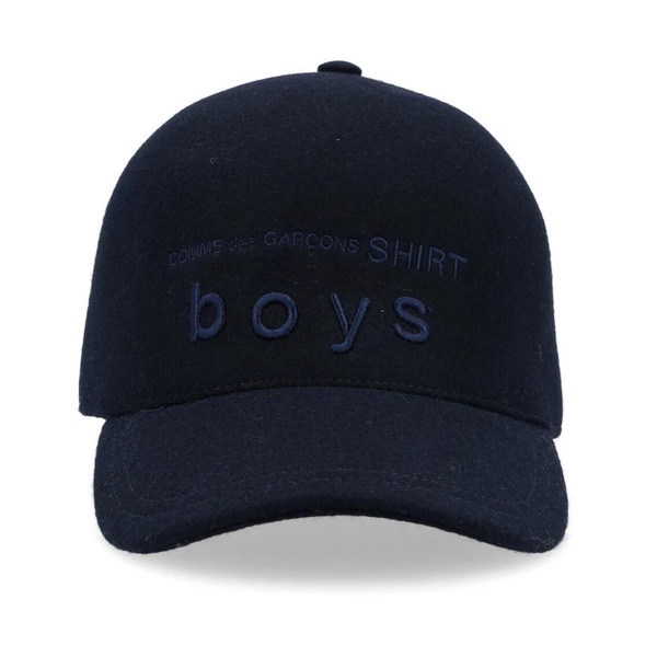 Navy Blue Wool Logo Embroidered Hat