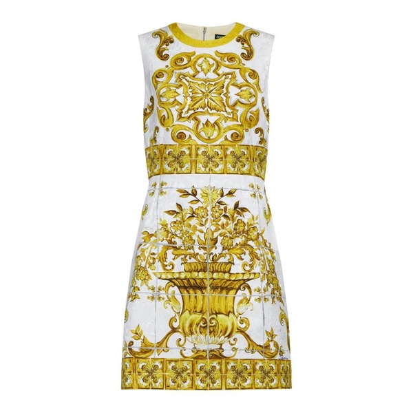 Dolce & Gabbana Short Sleeveless Dress With Majolica Print