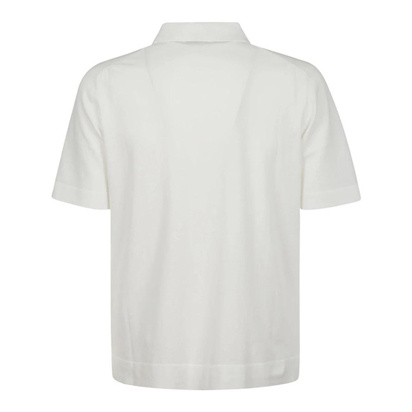 White V-Neck Cotton Polo Shirt