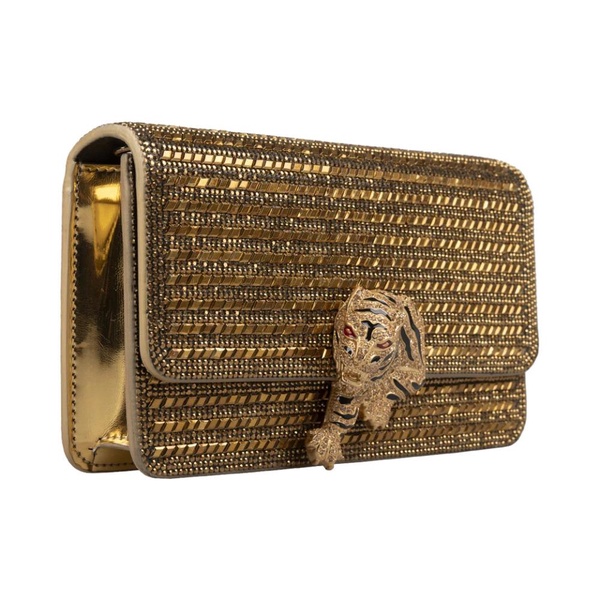 Golden Roar Handbag with Tiger Detail