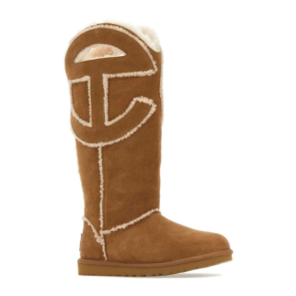 Logo Boots in Biscuit Suede