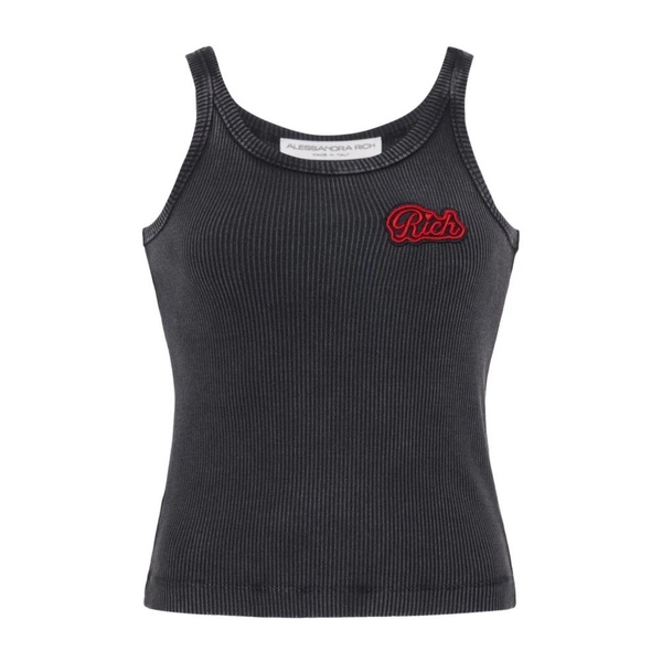 Grey Sleeveless Top with Appliqué Logo