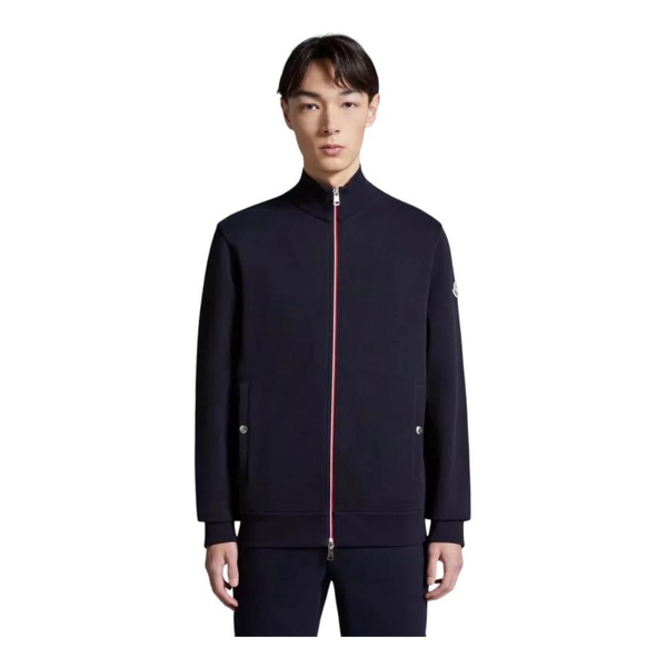 Navy Zip-Up Sweatshirt with Tricolour Trim