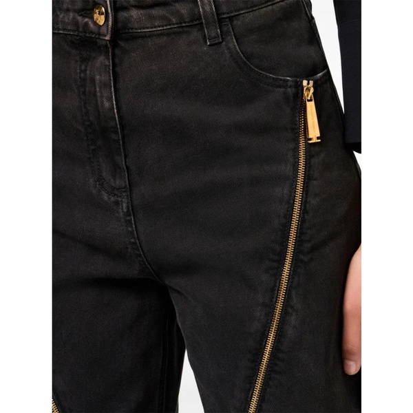 Black Wide Leg Zip Front Jeans