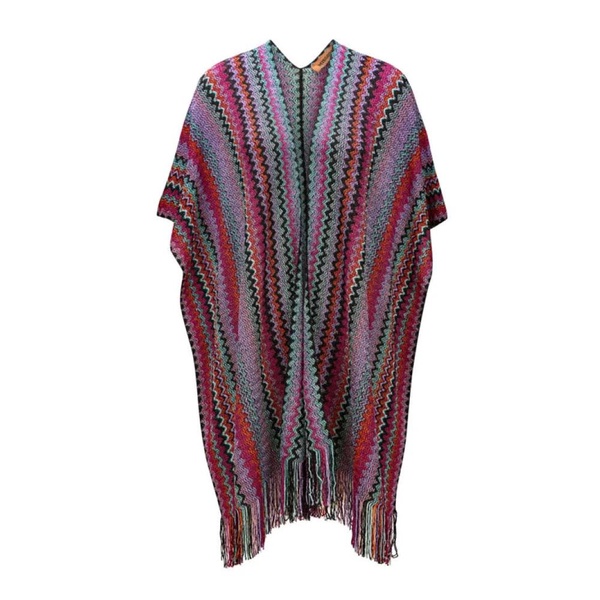 Multicolored Zigzag Fringed Cape