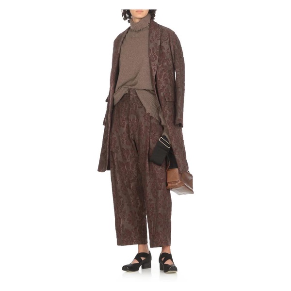 Brown Linen Coat Shawled Neck