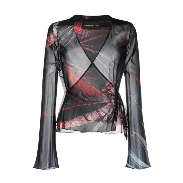 Abstract Pattern Wrap Blouse