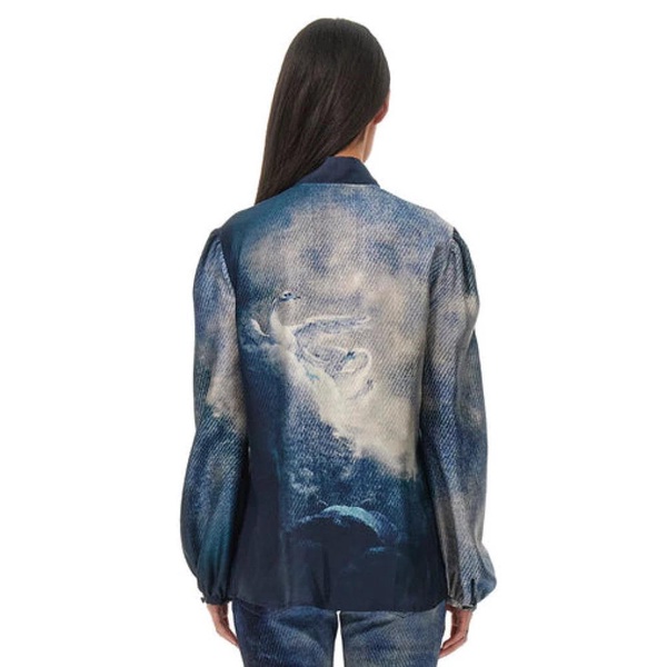 Silk Blouse in Denim Blue