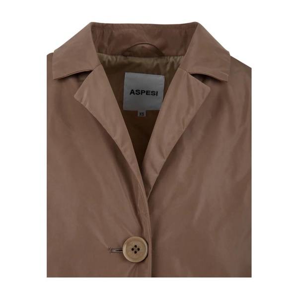 Camel Jackets with Low Shoulder and Revers Collar