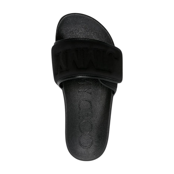 Black Leather Sandals with Touch-Strap Fastening