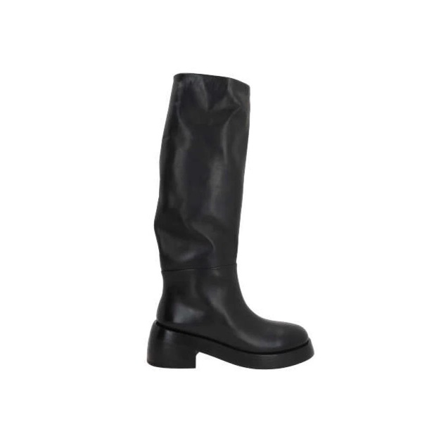 Black Leather Pull-On Boots