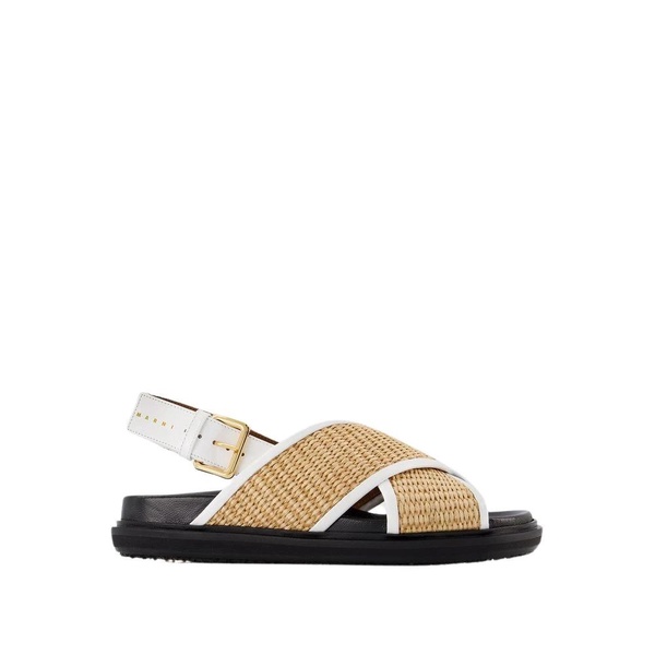 Marni Leather And Raffia Fussbett Sandals Women