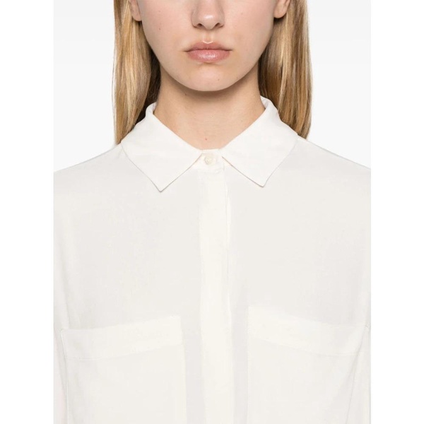 White Classic Collar Shirt with Pockets