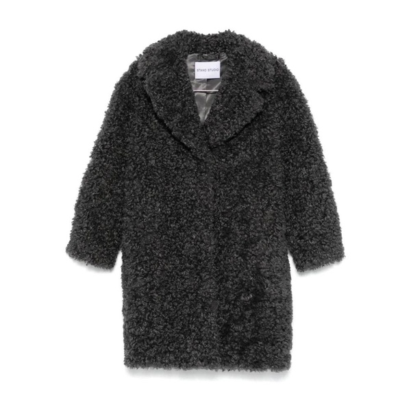 Gray Cocoon Shearling Fur Coat