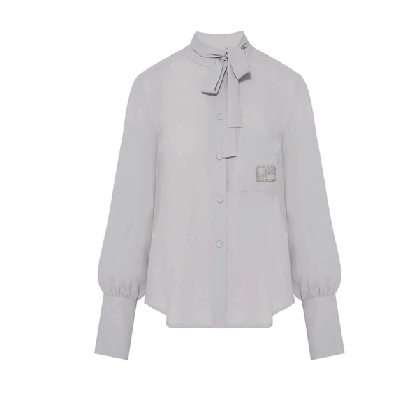 Silk blend shirt with Korean collar