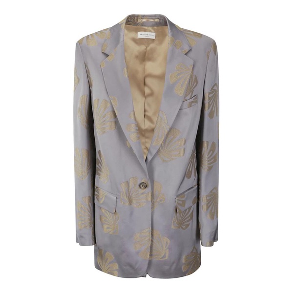 Gray Damask Embroidered Button Jacket