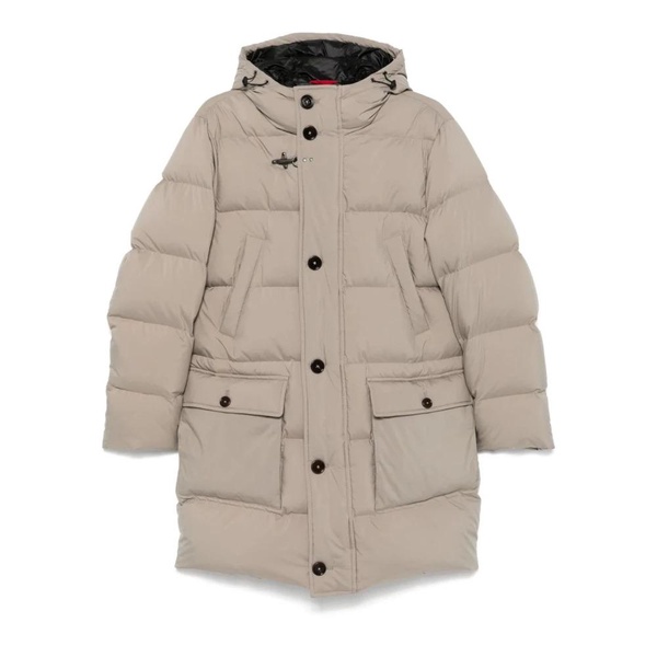 Beige Down Parka with Hood