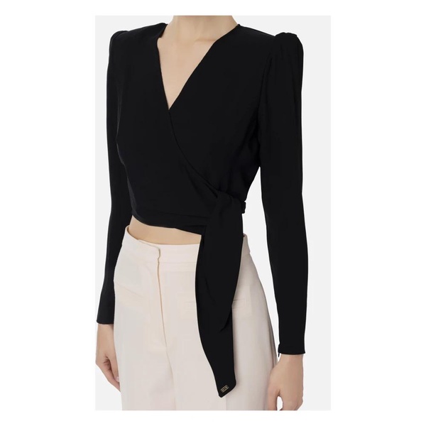 Long Sleeve Black Georgette Shirt