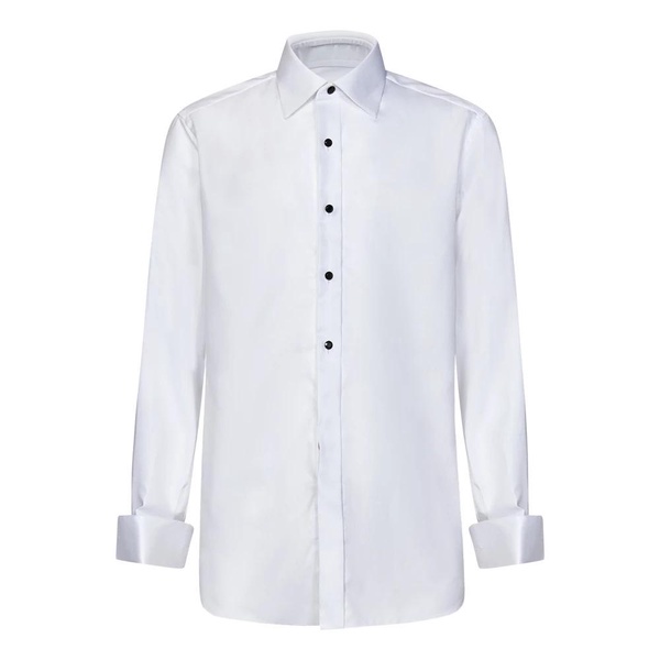 White Cotton French Cuff Shirt